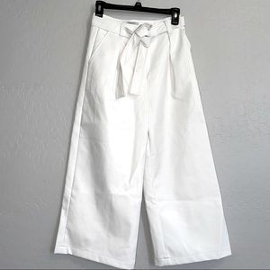 FRNCH Faux Leather Wide Leg Cropped Pants